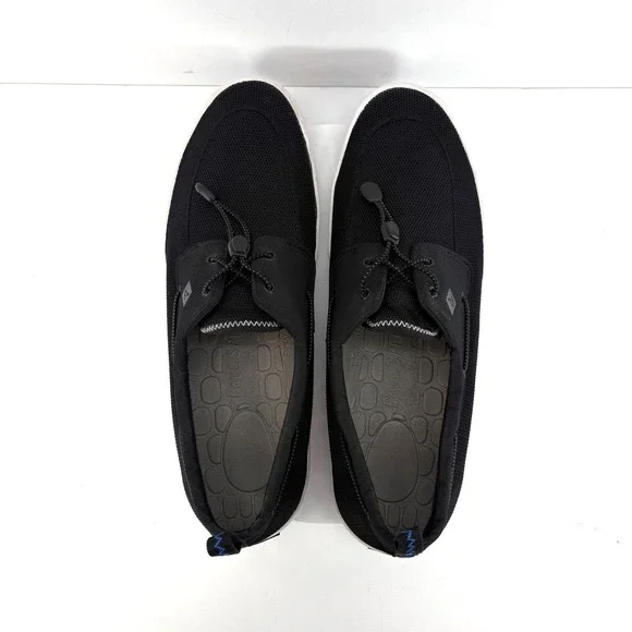 Sperry Deck Men's Size 14 Black Mesh Boat Shoes Sneakers Bungee Laces - Picture 4 of 9
